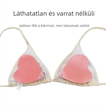 Bikini melltapasz — nejlon, légáteresztő, láthatatlan, szív alakú mellfolt, flitteres részletek, push-up hatás