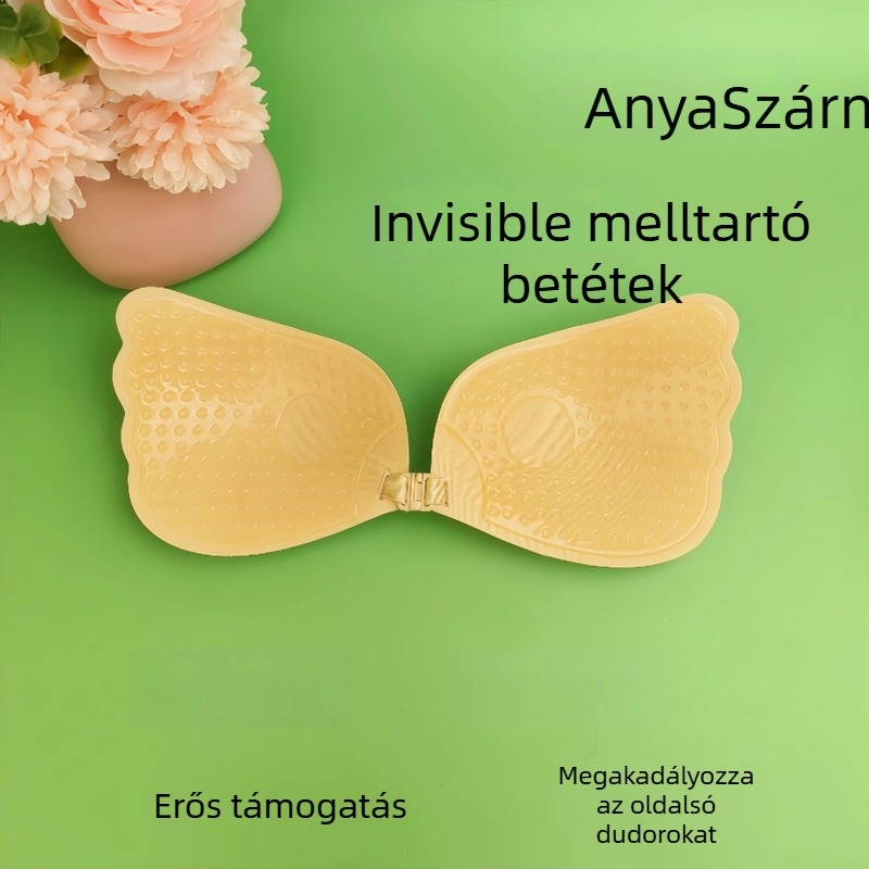 Váll nélküli mellkas-párna angyalszárnyakkal, ultra vékony szilikon patch, légáteresztő és láthatatlan, virág alakú mellbimbó patch