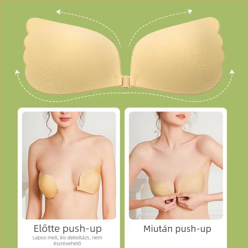 Szilikonból készült virág alakú mellpattintók, vékonyak, vállpánt nélküli, lélegző és láthatatlan menyasszonyi ruhában