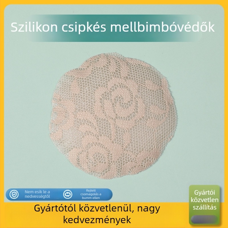 Csipkés szilikon mellbimbó tapasz - nyom nélküli, lélegző, láthatatlan; vékony; kör alakú; szexi