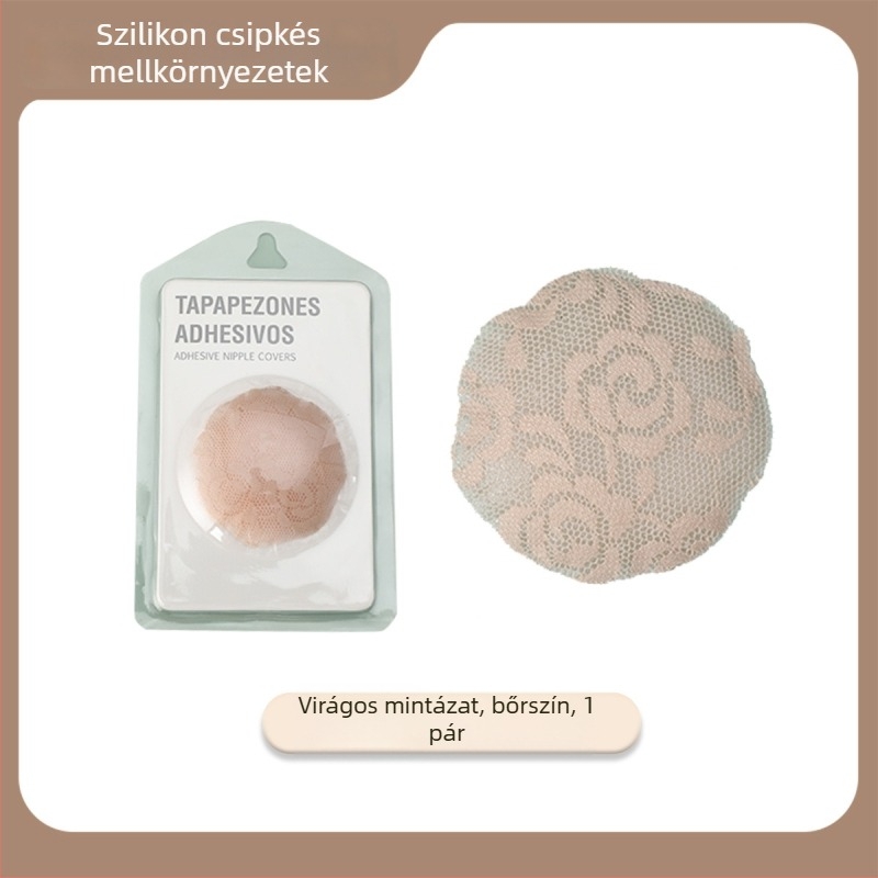 Csipkés szilikon mellbimbó tapasz - nyom nélküli, lélegző, láthatatlan; vékony; kör alakú; szexi
