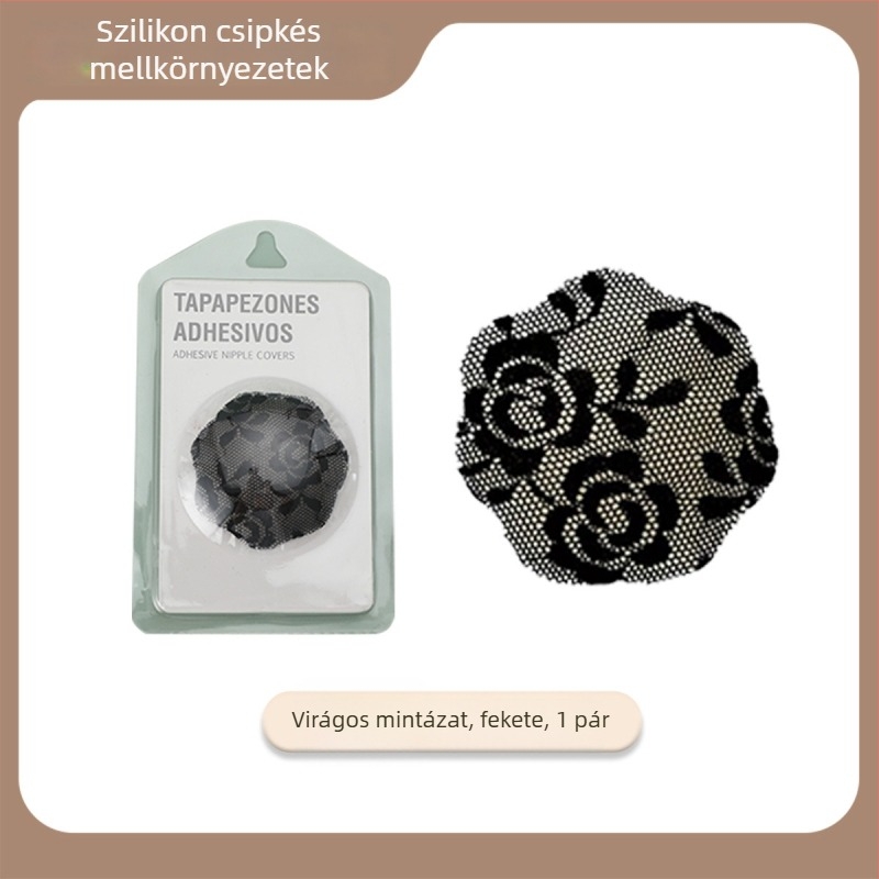 Csipkés szilikon mellbimbó tapasz - nyom nélküli, lélegző, láthatatlan; vékony; kör alakú; szexi
