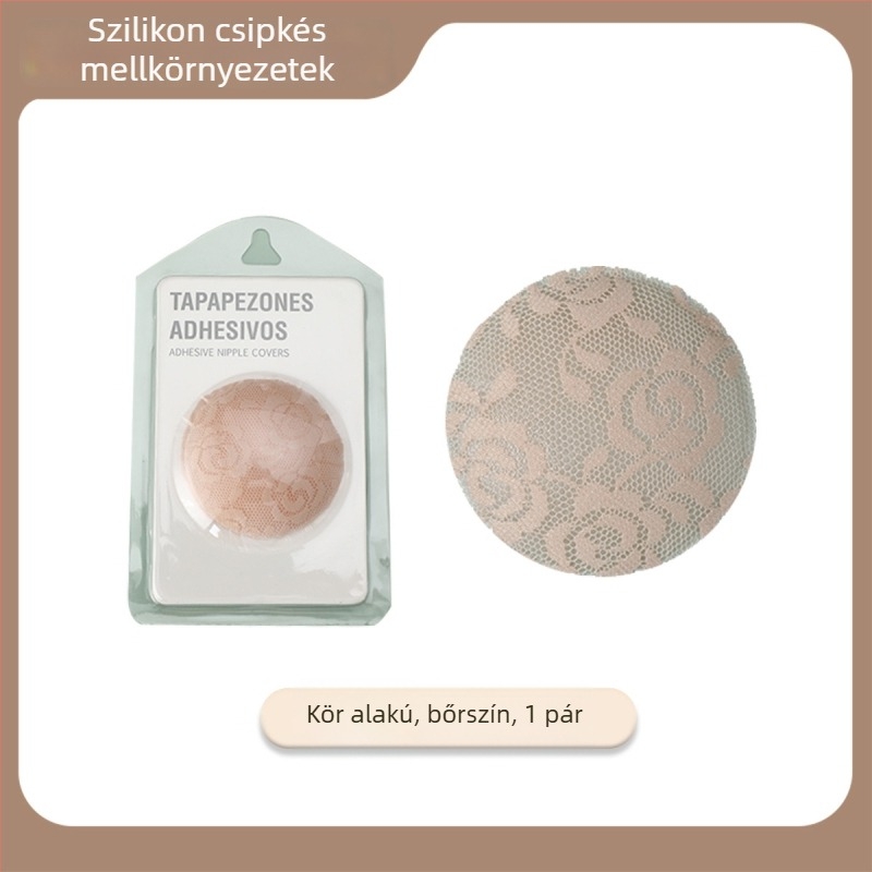 Csipkés szilikon mellbimbó tapasz - nyom nélküli, lélegző, láthatatlan; vékony; kör alakú; szexi