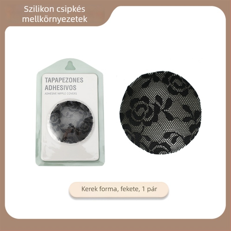 Csipkés szilikon mellbimbó tapasz - nyom nélküli, lélegző, láthatatlan; vékony; kör alakú; szexi