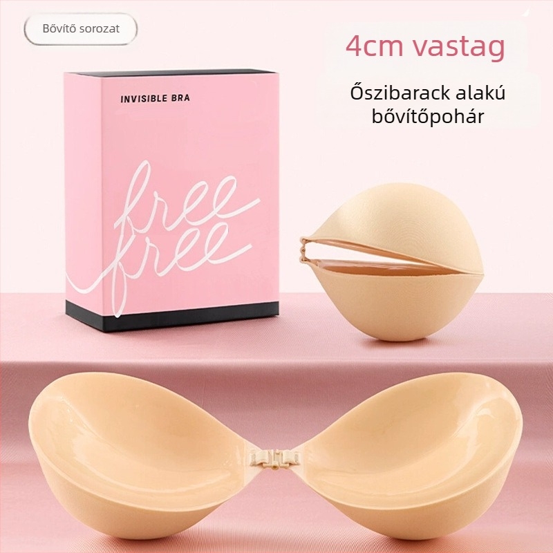 Szilikon mellszívó pohár Peach Cup, kis mellhez, láthatatlan push-up párnák, 4 cm vastagságú, menyasszonyi ruhához