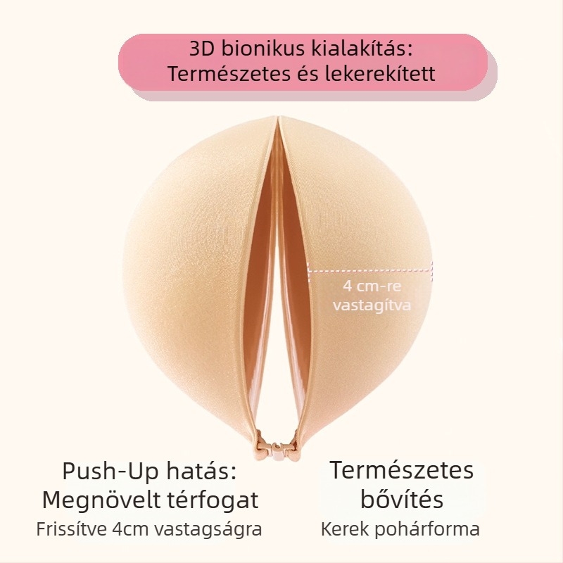Szilikon mellszívó pohár Peach Cup, kis mellhez, láthatatlan push-up párnák, 4 cm vastagságú, menyasszonyi ruhához