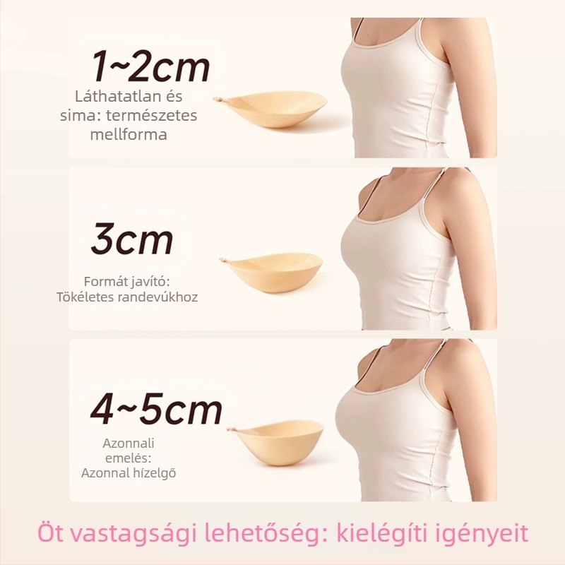 Szilikon mellszívó pohár Peach Cup, kis mellhez, láthatatlan push-up párnák, 4 cm vastagságú, menyasszonyi ruhához