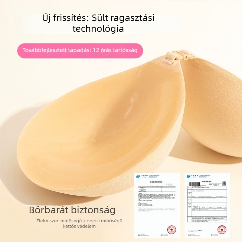 Szilikon mellszívó pohár Peach Cup, kis mellhez, láthatatlan push-up párnák, 4 cm vastagságú, menyasszonyi ruhához