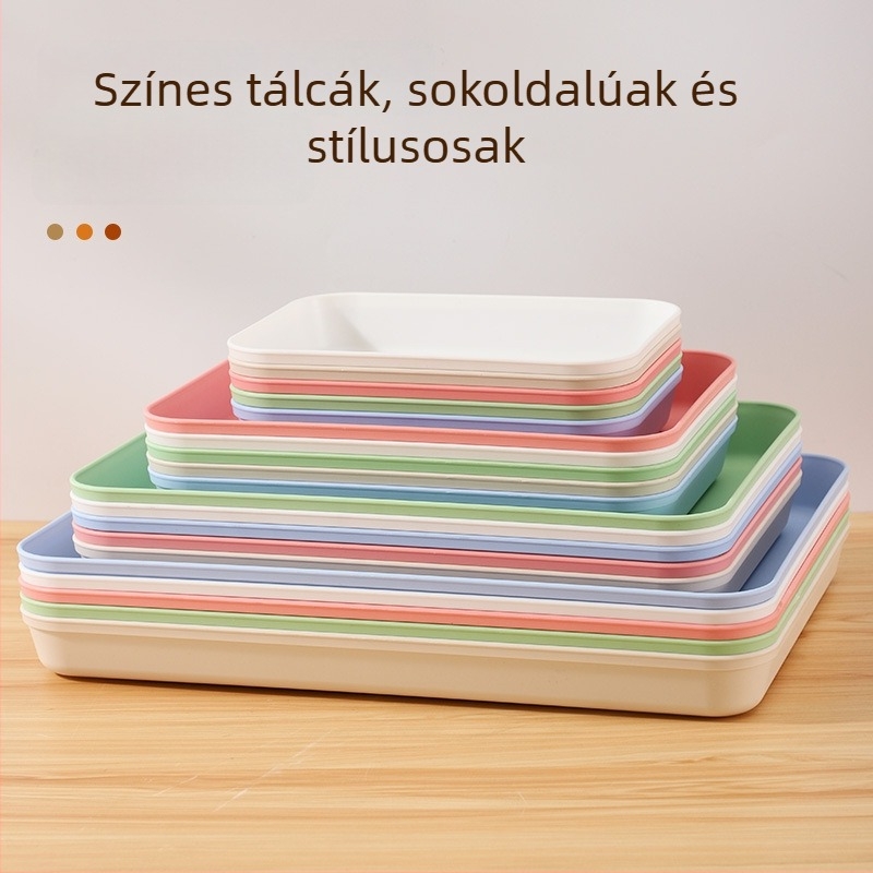 Mély tálca otthoni tárolásra - PP anyag, négyzetes forma, skandináv stílus, egyszínű, testreszabható