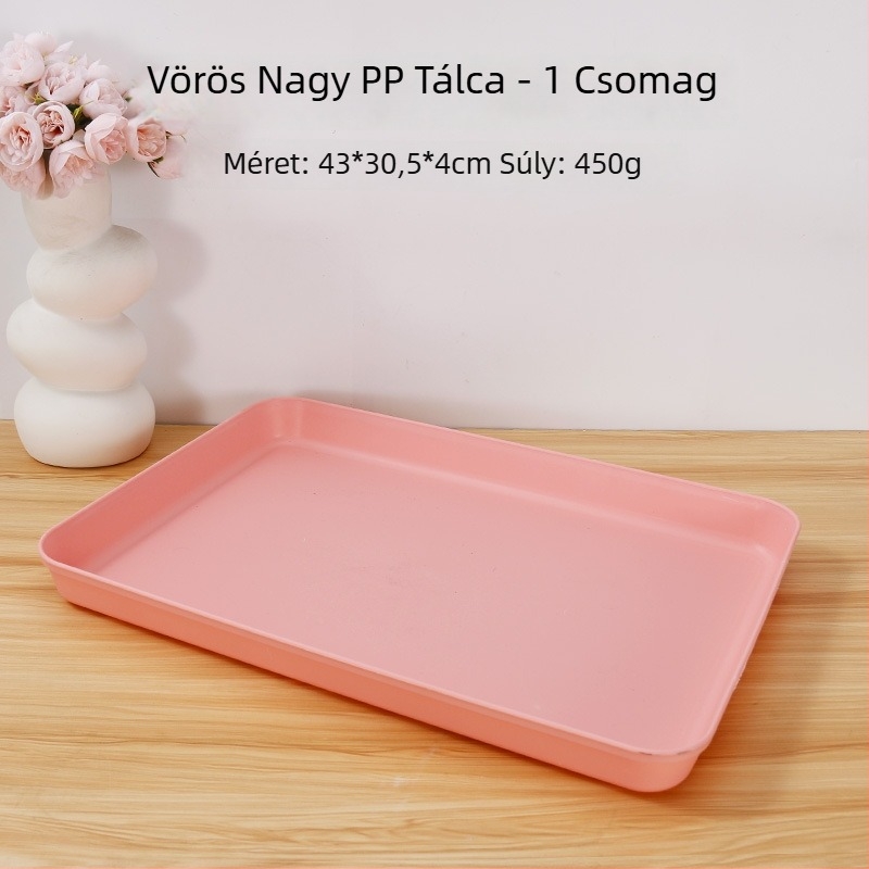 Mély tálca otthoni tárolásra - PP anyag, négyzetes forma, skandináv stílus, egyszínű, testreszabható