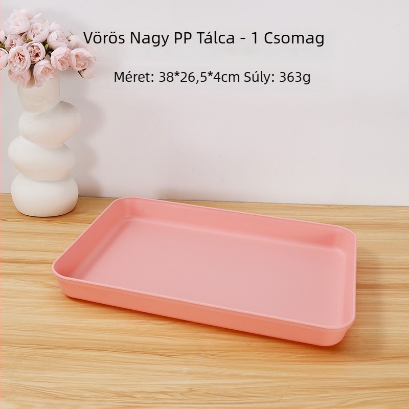 Mély tálca otthoni tárolásra - PP anyag, négyzetes forma, skandináv stílus, egyszínű, testreszabható