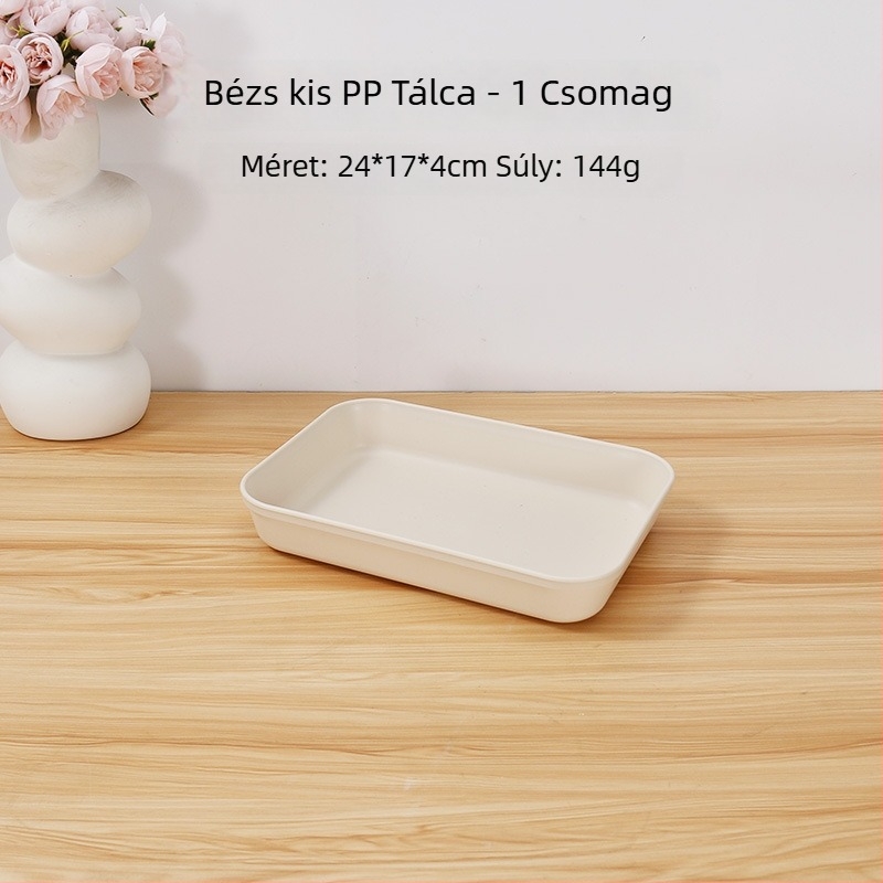 Mély tálca otthoni tárolásra - PP anyag, négyzetes forma, skandináv stílus, egyszínű, testreszabható