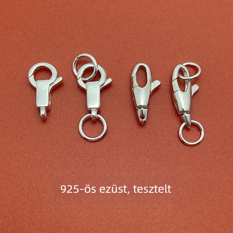 DIY ékszerkapcsoló — S925 ezüst, négyzet alakú záróelem, gyöngyházfényű felület, 925 tisztaság