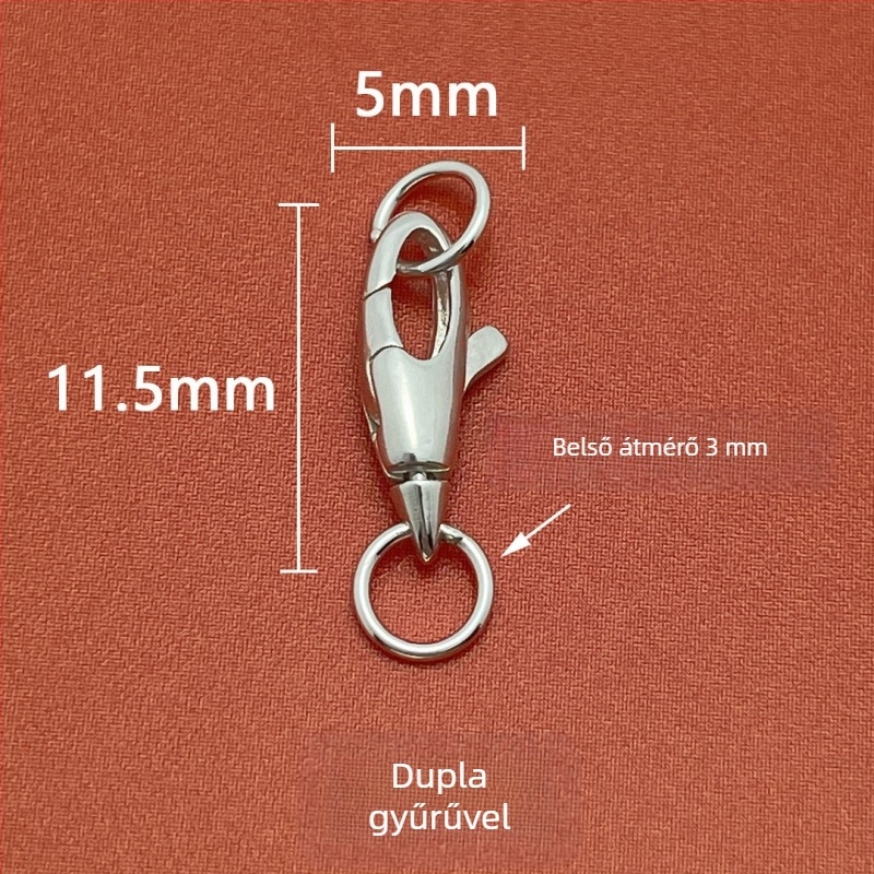 DIY ékszerkapcsoló — S925 ezüst, négyzet alakú záróelem, gyöngyházfényű felület, 925 tisztaság