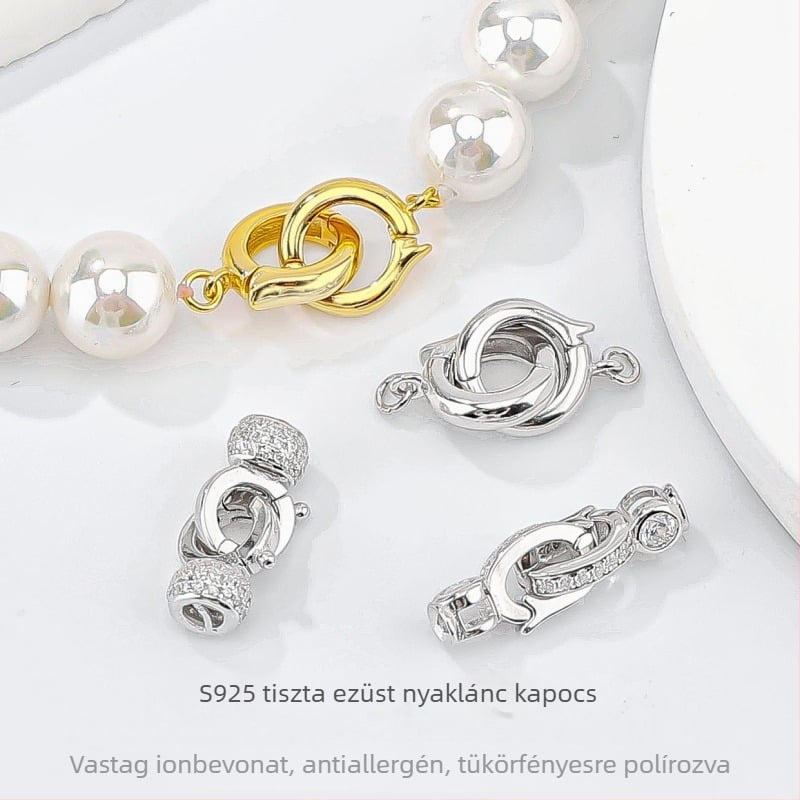 S925 Sterling ezüst gyöngy nyaklánc zár, DIY karkötők és gyöngyfűzéshez