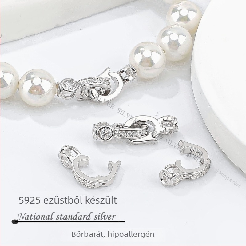 S925 Sterling ezüst gyöngy nyaklánc zár, DIY karkötők és gyöngyfűzéshez