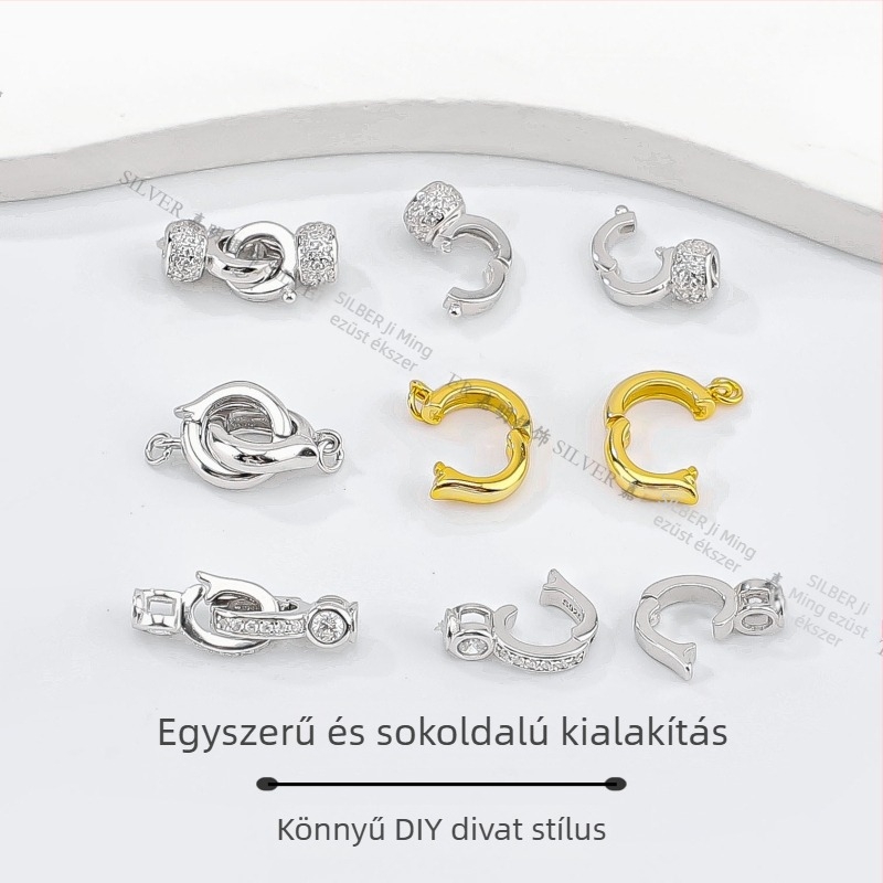 S925 Sterling ezüst gyöngy nyaklánc zár, DIY karkötők és gyöngyfűzéshez
