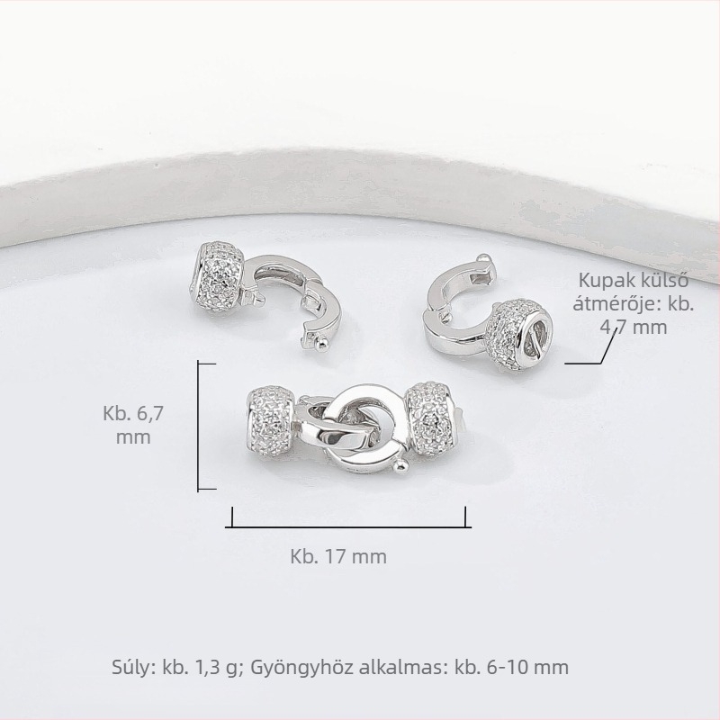 S925 Sterling ezüst gyöngy nyaklánc zár, DIY karkötők és gyöngyfűzéshez