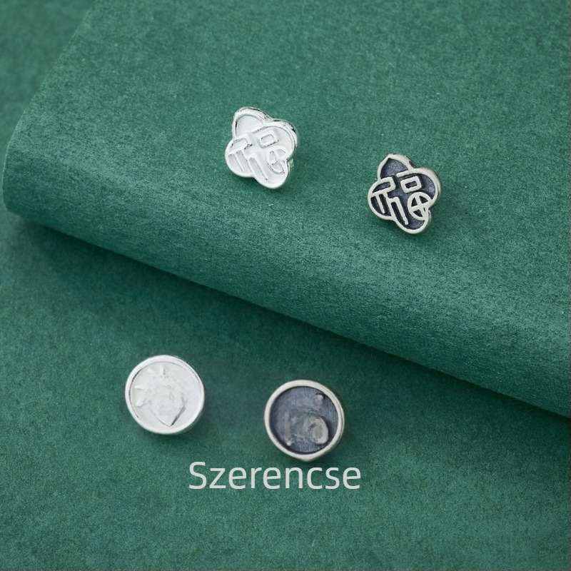 S925 sterling ezüst – mini záró gomb fonott karkötőhöz, kínai stílusú ékszerkiegészítő
