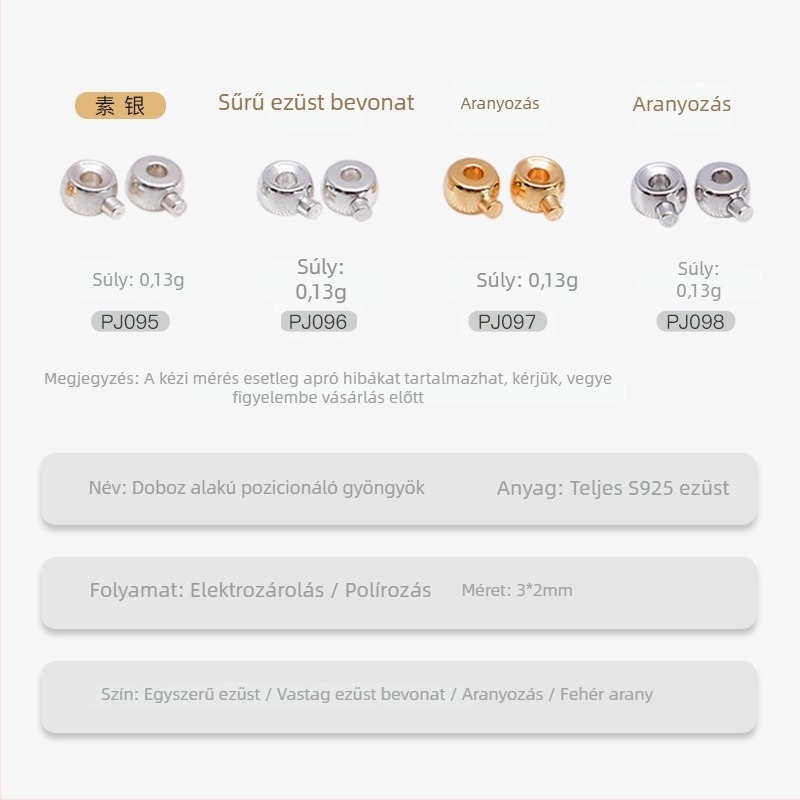 S925 ezüst pozícionáló gyöngy hengeres formában, befejező gyöngy és zsinórzár – DIY ékszer kiegészítő