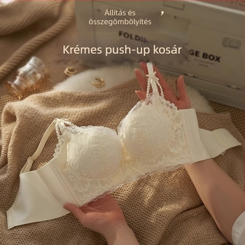 Drót nélküli csipkés melltartó szett nőknek, állítható, kis méretű mellek volument növeli, kiemeli a siluetet, anti-lerakódás, sexy csipke.