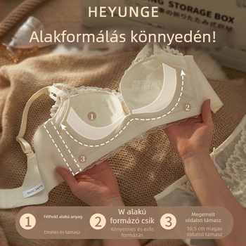Drót nélküli csipkés melltartó szett nőknek, állítható, kis méretű mellek volument növeli, kiemeli a siluetet, anti-lerakódás, sexy csipke.