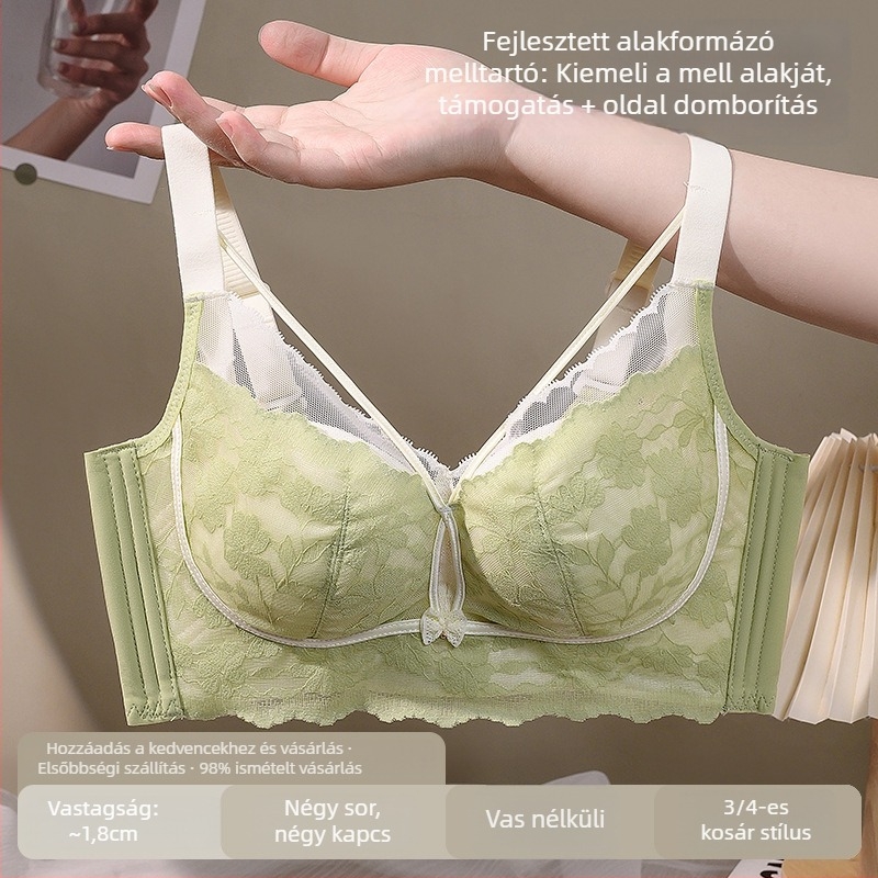 Csipkés, vezeték nélküli push-up melltartó állítható pántokkal, 3/4 kosár