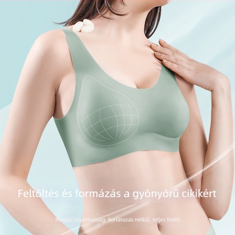 Meiya Ting Varrás nélküli melltartó, teljes kosár, nylon/elastán/mulberry selyem keverék, hátoldali háromsoros csat, rögzített kettős vállpánt, lélegző