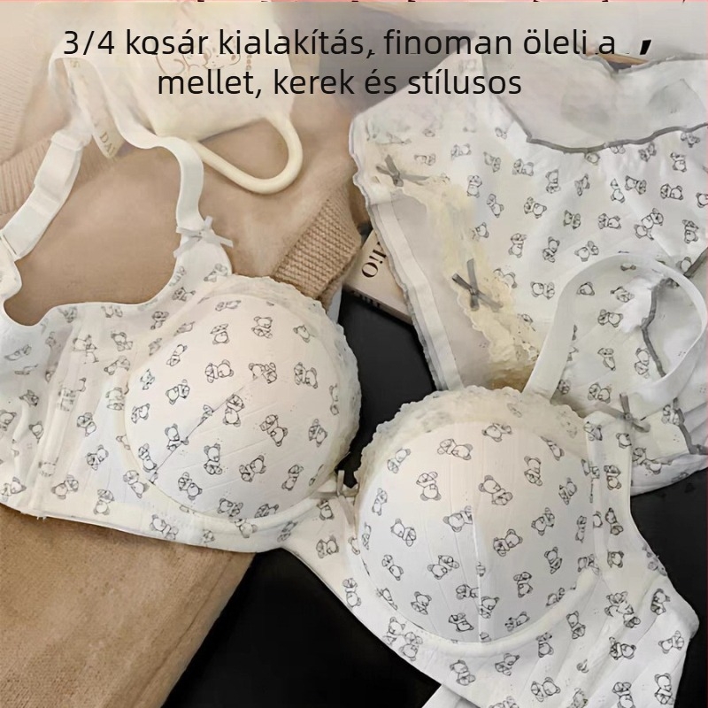 Push-up melltartó készlet, 3/4-es kosárral, ultra vékony formázott kosár, rögzített pántok, hátul három sor kapocs