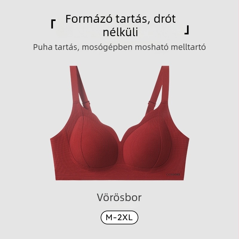 Drót nélküli formázó melltartó nőknek, hátat simító hatás, 3/4 kosár, vékony formázó kosár, rögzített vállpántok, hátul három sor záródás