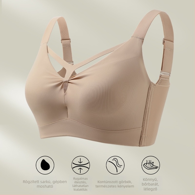Nylon Push-Up melltartó, teljes kosár, vékony formázott kosár, hátul négy sor kapoccsal, rögzített dupla vállpánt, lélegző támogatás
