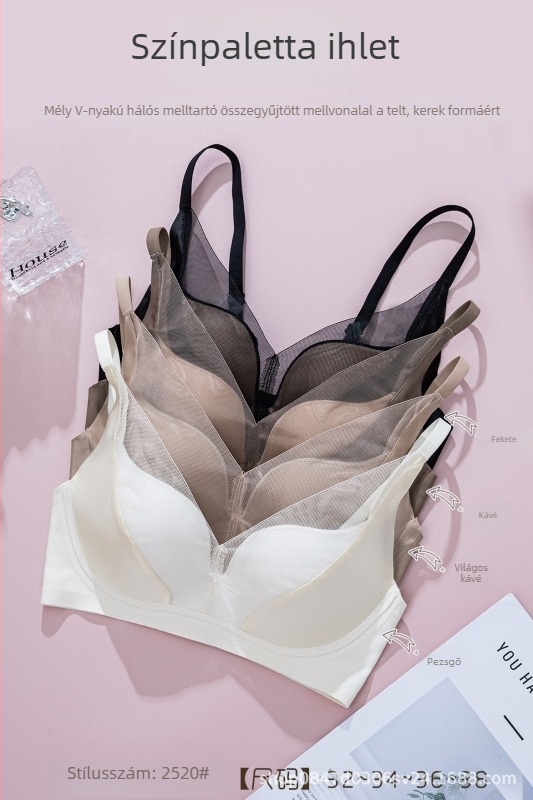 Vezeték nélküli push-up melltartó kismellűeknek, szexi hálószövésű dizájn, oldalsó formázás, anti-lógás, állítható