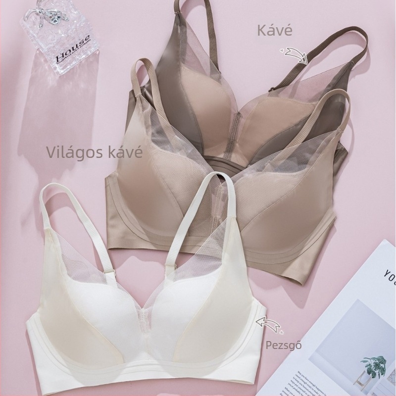 Vezeték nélküli push-up melltartó kismellűeknek, szexi hálószövésű dizájn, oldalsó formázás, anti-lógás, állítható
