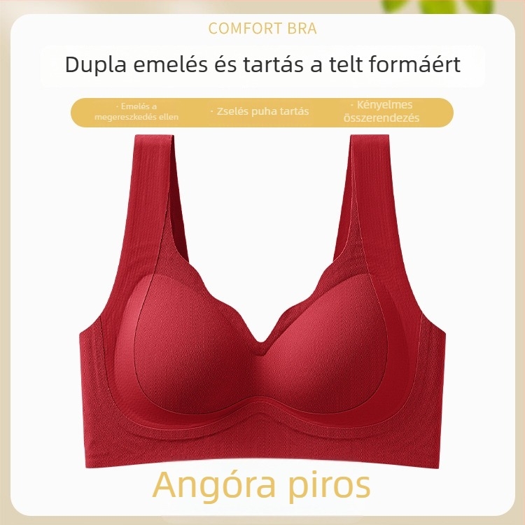 Varrás nélküli, dupla emelésű melltartó kis keblekhez, push-up hatás, puha támasz, fix kosár