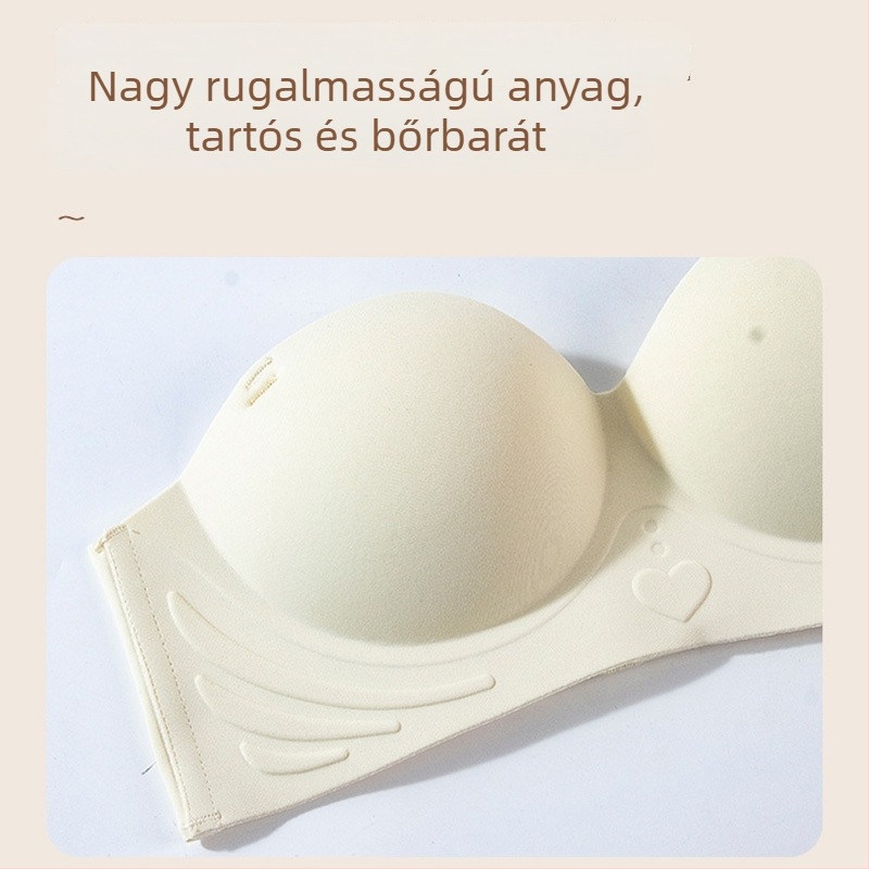 Félkosaras, varrat nélküli melltartó kismellű nőknek, push-up hatással, láthatatlan, rögzített kosárral az oldalsó részek formázásához