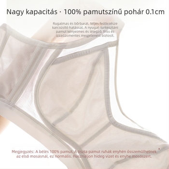 Teljes kosaras melltartó, vezeték nélküli, ultra vékony, légáteresztő, oldalsó támogató, hátul négy sor kapocs, fix dupla vállpántok, formázott kosár pamutból