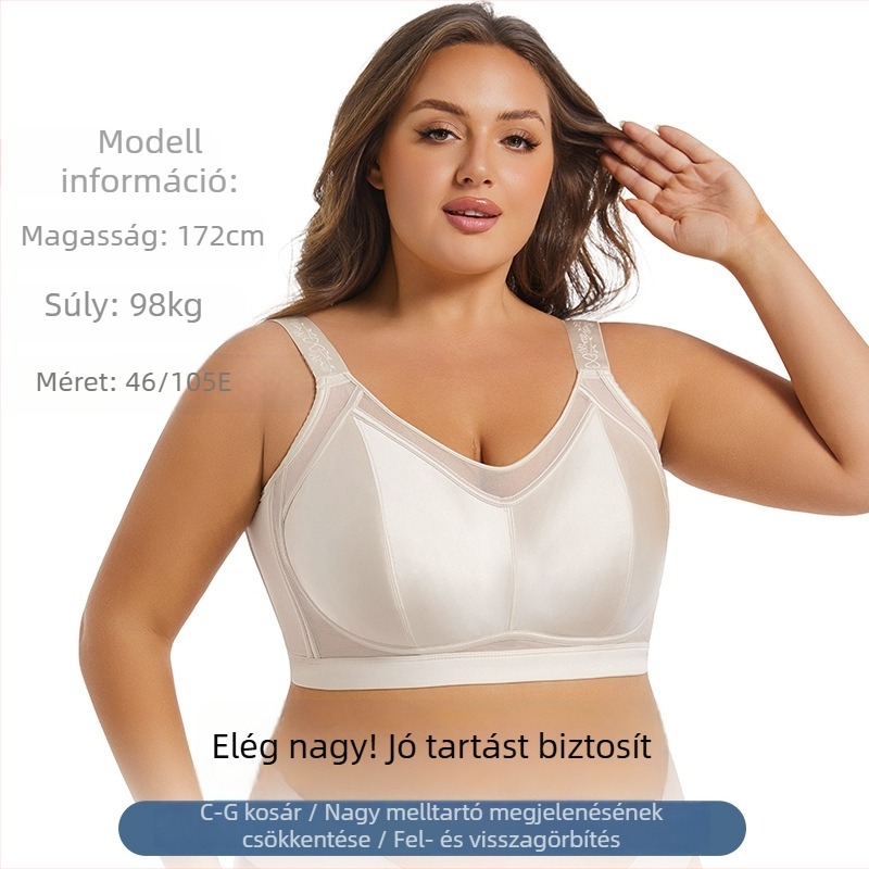 Teljes kosaras melltartó, vezeték nélküli, ultra vékony, légáteresztő, oldalsó támogató, hátul négy sor kapocs, fix dupla vállpántok, formázott kosár pamutból