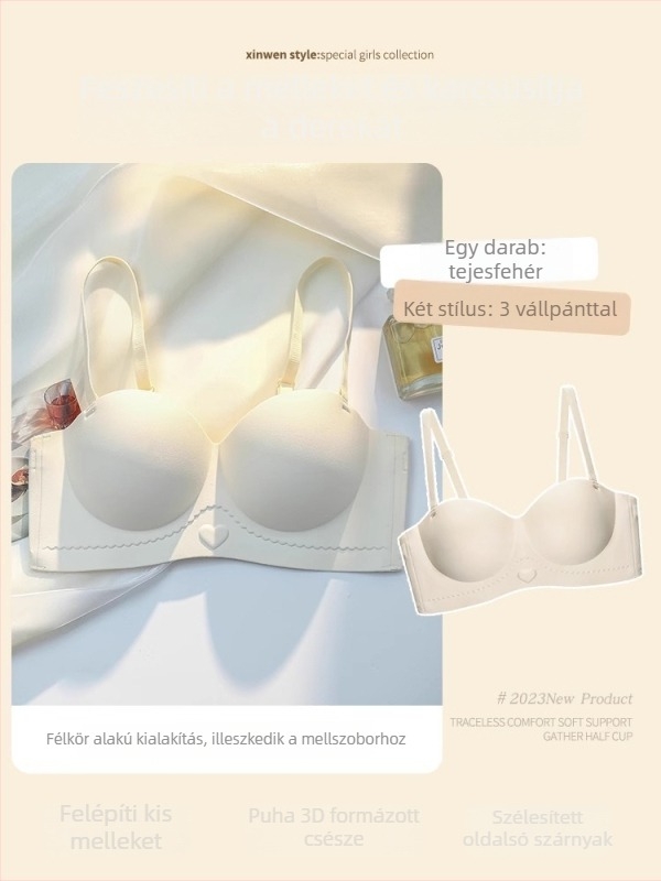 Nylon melltartó 3/4-es kosárkialakítással, levehető dupla vállpántokkal, hátul három sor csattal, fő anyag nylon a gyűjtő hatásért