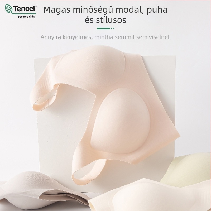 Modál anyagú sportmelltartó, acélkeret nélküli, félfix 3/4 kosár, varrásmentes, felső tartással