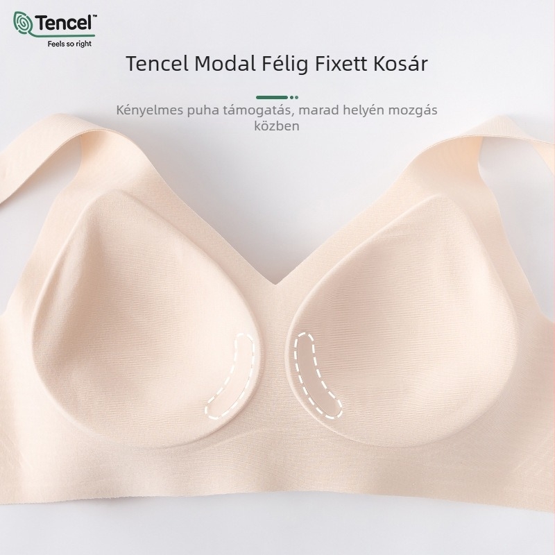 Modál anyagú sportmelltartó, acélkeret nélküli, félfix 3/4 kosár, varrásmentes, felső tartással