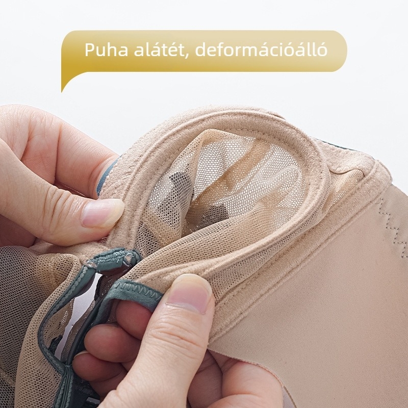 Acélgyűrűs melltartó nylon anyagból, 3/4 kosár, ultratömör formázott kosár, hímzett csipke