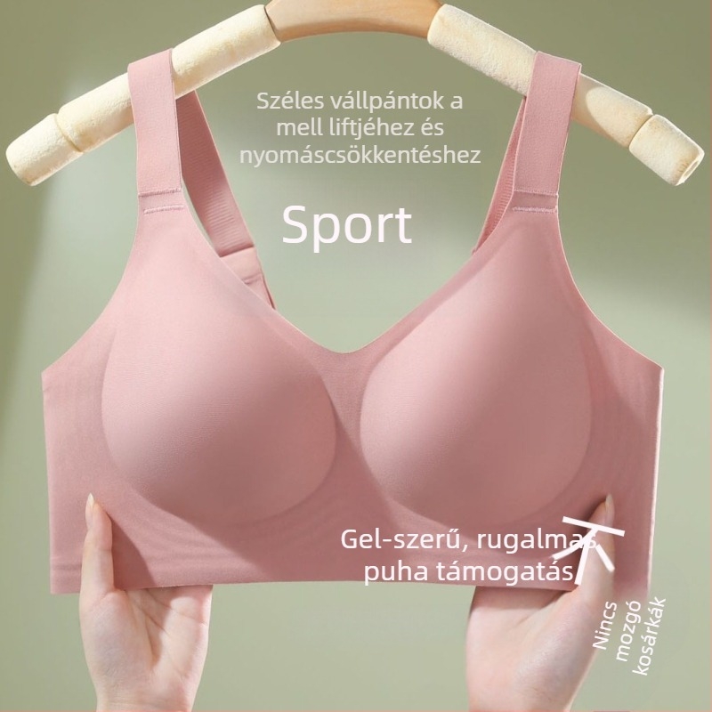 Sima sportmelltartó puha gél-támogatással, vékony formázott 3/4 kosár, széles vállpántokkal, acélgyűrűk nélkül