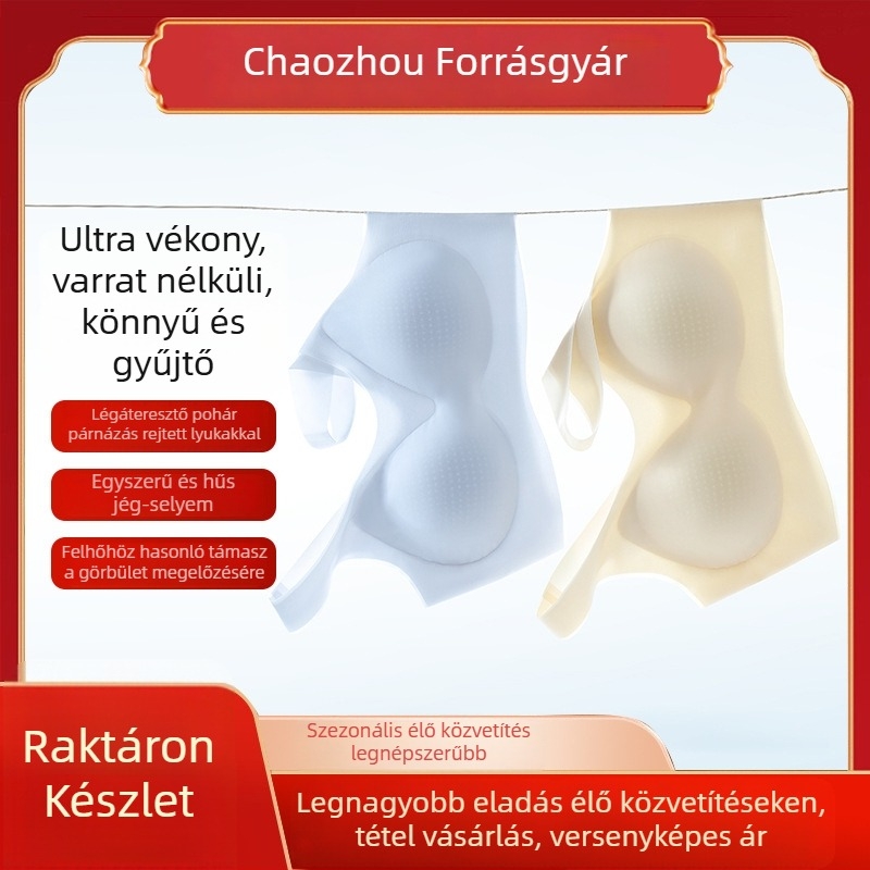 Ultra vékony moldált kosaras melltartó, teljes kosár, Ice Silk Nylon anyag, lélegző, rögzített dupla vállpántok