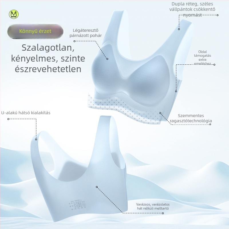 Ultra vékony moldált kosaras melltartó, teljes kosár, Ice Silk Nylon anyag, lélegző, rögzített dupla vállpántok
