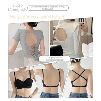 Sima, hát nélküli melltartó, 3/4 kosár, nylon anyagú, belső spandex 30–50%, levehető dupla vállpántok