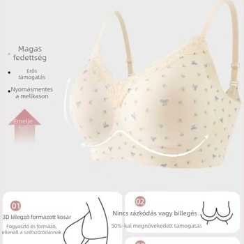 Női melltartó, drót nélküli, varrás nélküli, 3/4 kosár, vékony formázott kosarak, rögzített vállpántok
