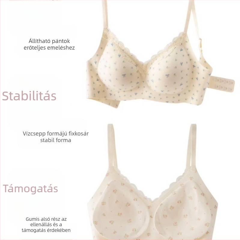 Női melltartó, drót nélküli, varrás nélküli, 3/4 kosár, vékony formázott kosarak, rögzített vállpántok