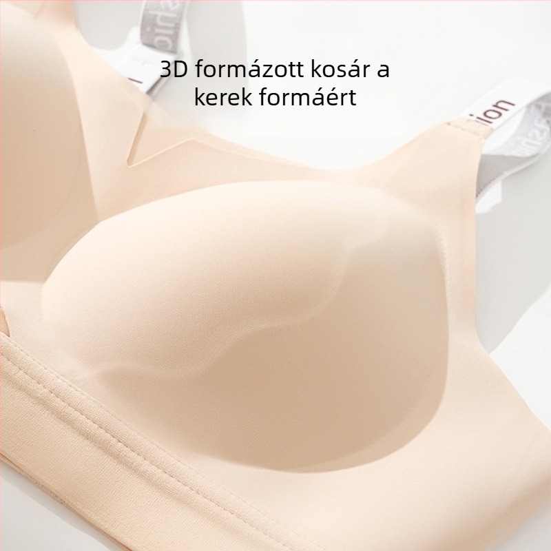 Varrás nélküli sima melltartó zselés betéttel nagy keblekhez, vékony puha támasz, push-up, oldalsó formázás, drót nélkül, vékony kosár