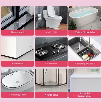 Fürdőszoba és konyha sarkok szegélyező szalagja — öntapadós, PVC, vízálló, penészmentes