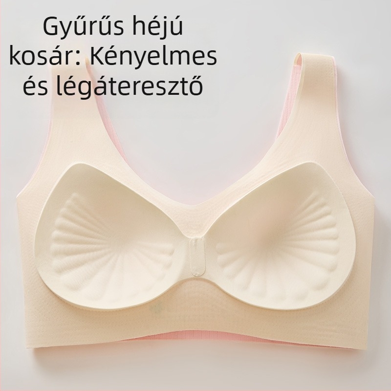 Új varrat nélküli női melltartó integrált fix kosarakkal, merevítő nélkül, push-up hatás, oldalsó formázás, lógás elleni, szép háta alvás közben